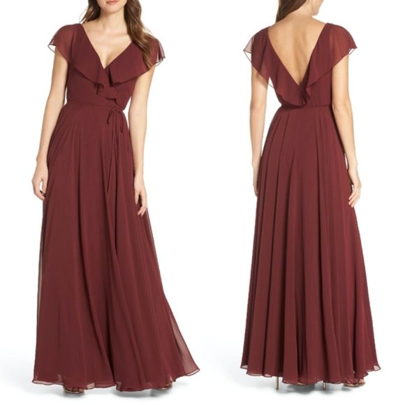 Jenny Yoo Dresses & Skirts - NEW Jenny Yoo BHLDN Faye Wrap Dress Flutter Sleeve